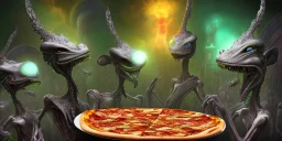 2 aliens in New York eating pizza