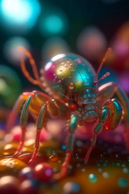 slimy alien lobster bugs, smiling with beautiful shiny hair, each inside a pile of transparent jelly bubbles of weird colors, disco egg made of small mirror, light rayz, feast table ,shot on Hasselblad h6d-400c, zeiss prime lens, bokeh like f/0.8, tilt-shift lens 8k, high detail, smooth render, down-light, unreal engine, prize winning