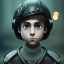 3d androgynous boy, leather uniform, cute big circular reflective eyes, Pixar studio movie style, unreal engine cinematic smooth, intricate detail, cinematic