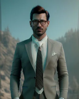 Realistic image, hybrid character, minimal muppet head, man body, human arms and hands, Shirt and tie, concept art, Wes Anderson style, smooth, unreal engine 5, god lights, ray tracing, RTX, lumen lighting, ultra detail, volumetric lighting, 3d, finely drawn, high definition, 4k.