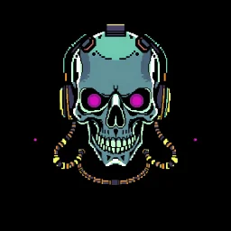 8 bit pixelart cyberpunk skull,servitor, Comic style