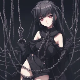 dark anime girl with a chains