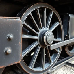 spoked steel wheel from a steam train. just the wheel