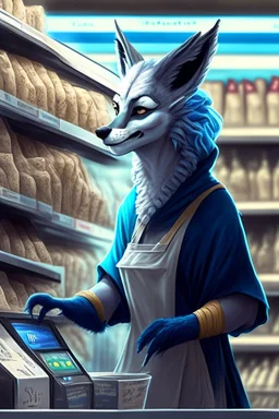 kindred as a cashier in a supermarket
