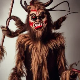 Wa-vy style, epic photo of a humanoid krampus, ultra realistic, cinematic