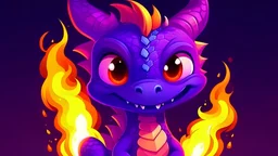 generate a picture of a cute purple dragon with fire mouth.