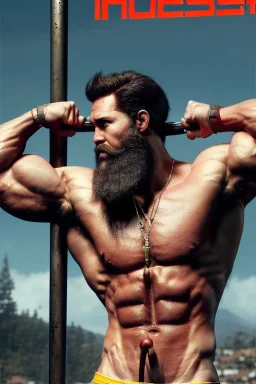 Ignore NSFW, teenager young rugged attractive slightly muscular fantastic handsome man, red briefs with yellow belt, hairy chest, (((visibly pisssing))) briefs, large erect visible boner peniss, photorealistic, artist Jay Anacleto, soft lighting, scruffy beard