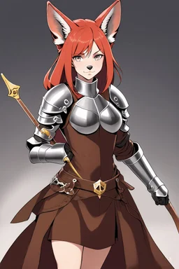 Teenaged Female Red haired kitsune paladin/bard