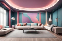 virtual reality interior design background with different colors combination