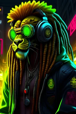Hip hop cyberpunk lion