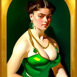 fullbody portrait of beautiful booty young busty atletic amazon woman with big green emerald eyes with big emeralds necklace by Joaquín Sorolla 8k