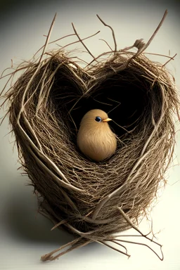 birds nest with hearts