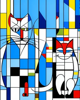 cats ilustración estilo Mondrian