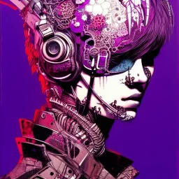 beautiful punk girl, hyper detailed, intricately detailed, illustration by <kilian eng> <Yoji Shinkawa>, purple tones,