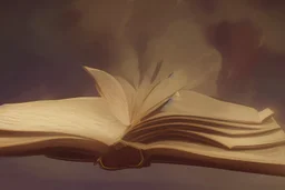 Floating magical book being held by magic