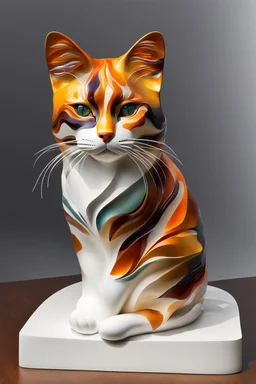 Escultura of a cat calicó by Miguel Angel