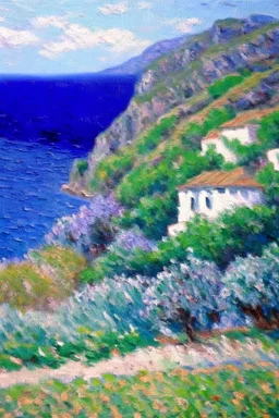 Greece landscape oil painting, detailed Claude Monet, detailed