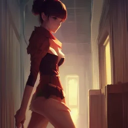 by wlop, ilya kuvshinov, krenz cushart, greg rutkowski, pixiv, sarah j. maas book cover style magician at the end of a corridor, smooth, sharp focus, d & d style, artstation, 4 k, hdr