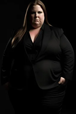 fat hot woman in black suit i said fat make her fatter