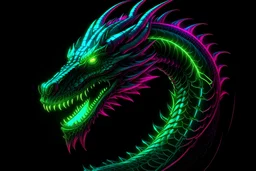 Detailed Dark Serpent Neon Dragon