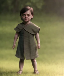 Arya stark toddler, full body, soft skin, dramatic lighting, hyper realistic