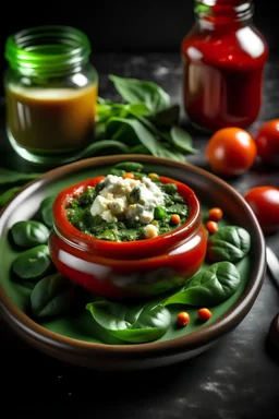 paste made of mixed dried tomatoes, feta cheese and spinach