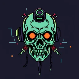 8 bit pixelart cyberpunk skull,servitor, Comic style