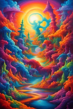 vibrant psychedelic oil painting image, airbrush, 64k, cartoon art image o- no more question