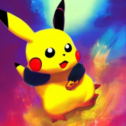 Pikachu, yoji shinkawa dreamscape, fenghua zhong, mystical colors, Golden hour, Lisa Frank fantasy