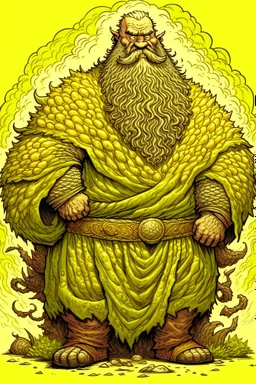 Fantasy art: a huge man. On this man was a huge mantle made of thick linen, and he girded himself with a belt of five fathoms. His head is super big, and his beard is like a stack of corn silk.