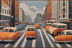 George Ault oil painting tufting tapestry Piccadilly Circus traffic