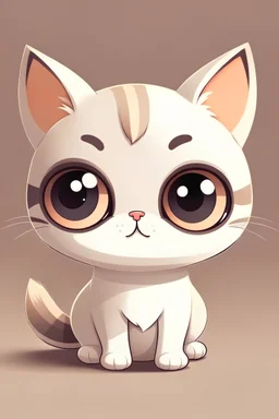 cat, chibi style, large eyes, soft light, cute, full body, easy to draw