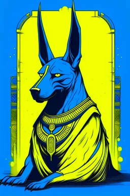 Anubis in yellow and blue