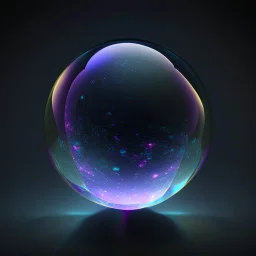 3d holographic sphere shape isolated on infinite dark background, glow, glass effect, 4k. sober.