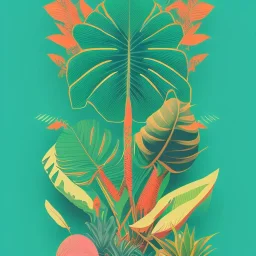 tropical, latino, plants, streets, risograph, flat design, 2 colors