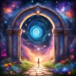 Imagine a captivating dream journal cover where a dreamy gateway or portal adorned with swirling colors and sparkles symbolizes the entrance to the enchanting world of dreams. Visualize this gateway as a magical threshold between reality and the fantastical, inviting dreamers to record their nocturnal adventures within its mystical embrace. Incorporate elements that evoke a sense of wonder and curiosity, ensuring the baby T-Rex dinosaurs play a whimsical role near this ethereal gateway.