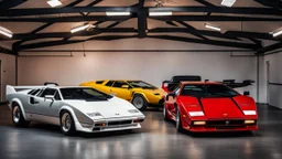 Bentley And Lamborghini Countach merged , desktop wallpaper, 4K, Cinematic, in the middle of showroom