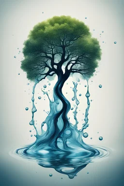 tree transpiring water. abstract illustration