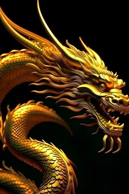 Beautiful Chinese Golden Dragon Symbol, panoramic shot