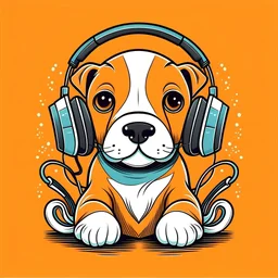 DJ Dog Wearing Headphones | Puppy Wearing Headphones ,illustration,svg