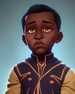 Portrait of a sweet dark skinned toddler warlock boy with dark hair