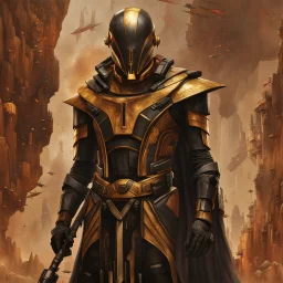 star wars bald male corellian pilot wearing pearlescent black and gunmetal grey First Order special forces heavy assault armor and helmet with gold trim inside the jedi temple, centered portrait, hyperdetailed, dynamic lighting, hyperdetailed background, 8k resolution, volumetric lighting, light skin, fully symmetric details