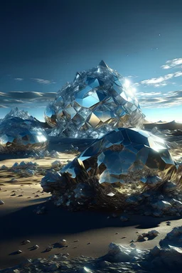 This planet features vast crystalline plateaus reaching toward the sky, giving the landscape a surreal, geometric appearance. The anomaly results from the Remnants' or an unknown cosmic force's influence in sculpting these crystalline formations., photo-realistic, shot on Hasselblad h6d-400c, zeiss prime lens, bokeh like f/0.8, tilt-shift lens 8k, high detail, smooth render, down-light, unreal eng