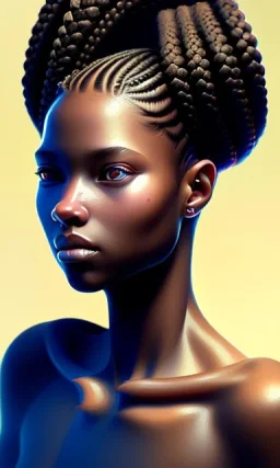 black girl, cute, beautiful, braids, head and shoulders portrait by Greg Rutkowski