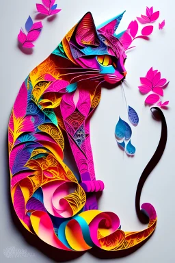 cat, Kirigami, papper cut artwork, huper detailed, colorful, 4k