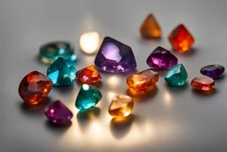 coloured gemstones in candlelight