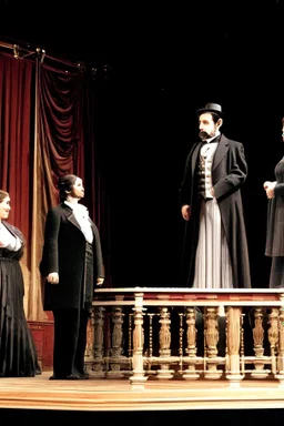 llustrate the presidential box on the balcony level, portraying Abraham Lincoln, his wife, and their guests as they enjoy the play. Highlight the vulnerability of Lincoln without proper security, setting the stage for the impending tragedy