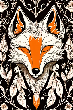 a smoky luminescent orange creates the basic outline of a fox head black background