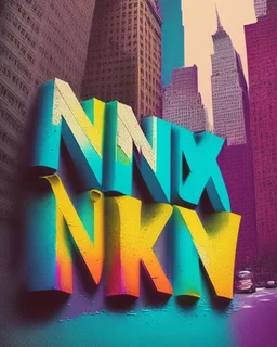 Writing New York in colour text