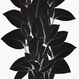 calathea, schwarzer hintergrund, schwarz weiss vektor stil